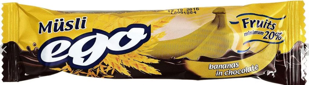 фото упаковки EGO Батончик мюсли с бананом в шоколаде