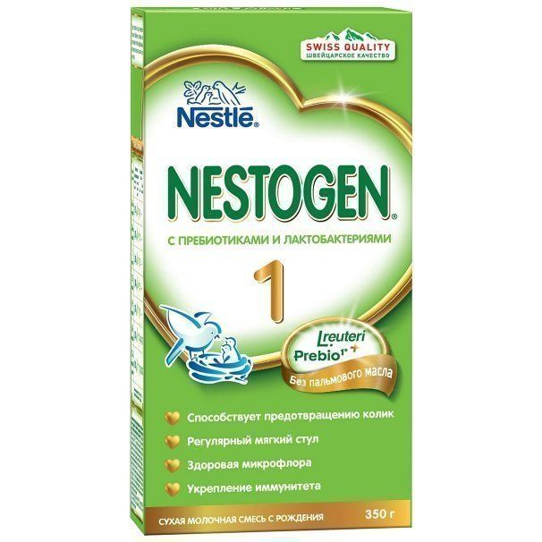 Nestogen 1, для детей с рождения, смесь молочная сухая, с пребиотиками и лактобактериями, 350 г, 1 шт.