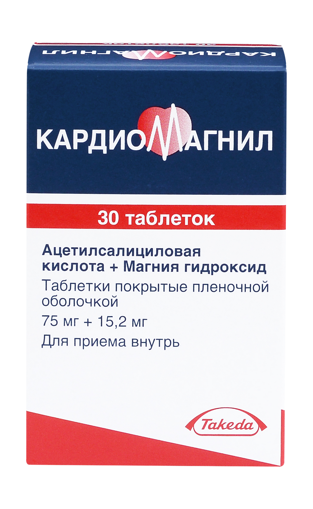 Кардиомагнил, 75 мг+15,2 мг, таблетки, покрытые пленочной оболочкой, 30 шт.