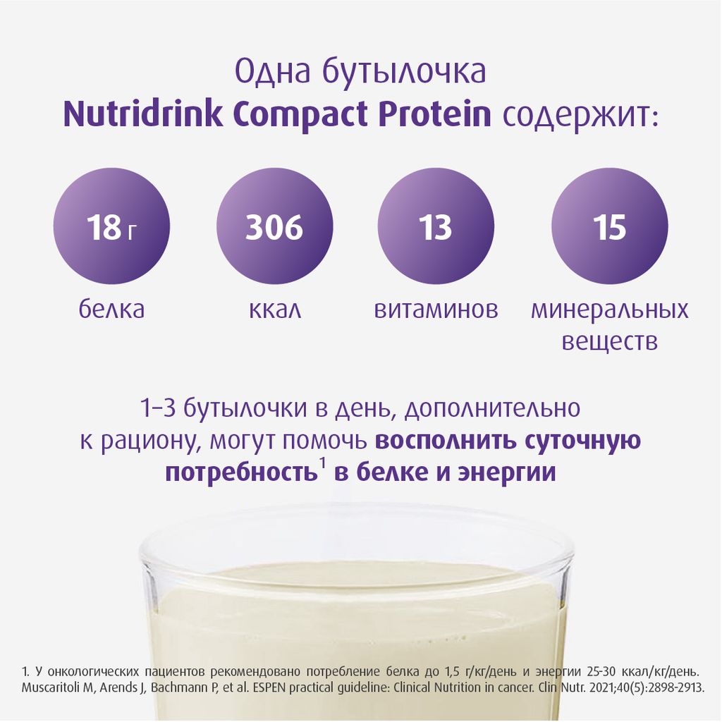 Nutridrink compact protein, лечебное диетическое высокобелковое питание, со вкусом ванили, 125 мл, 4 шт.