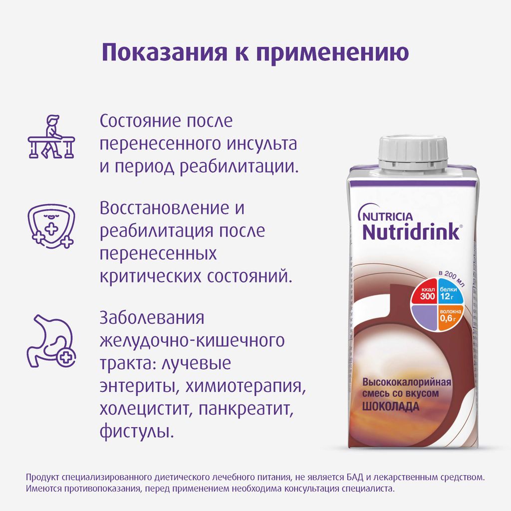 Nutridrink, жидкость для приема внутрь, шоколад, 200 мл, 1 шт.