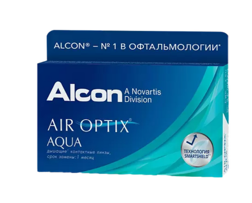 Alcon Air Optix aqua контактные линзы плановой замены, BC=8.6 d=14.2, D(-1.00), стерильно, 6 шт.