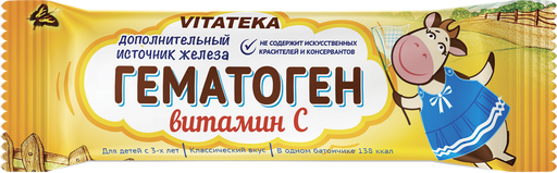 Витатека Гематоген с витамином С, 40 г, 1 шт.