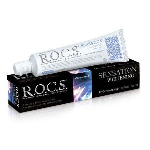 ROCS Зубная паста Сенсационное отбеливание, без фтора, паста зубная, 74 г, 1 шт.