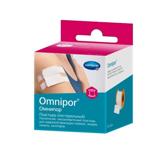 Omnipor Пластырь фиксирующий, 5мх5см, пластырь медицинский, нетканая основа, 1 шт.