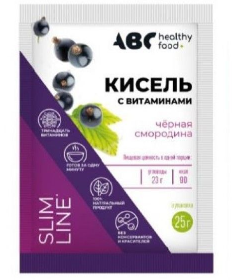 ABC Healthy Food Витошка Кисель детский витамины-кальций, со вкусом черной смородины, 25 г, 1 шт.