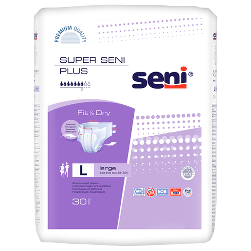 Seni Super Plus Подгузники для взрослых, Large L (3), 100-150 см, 30 шт.